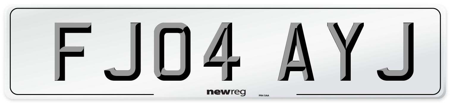 FJ04 AYJ Number Plate from New Reg